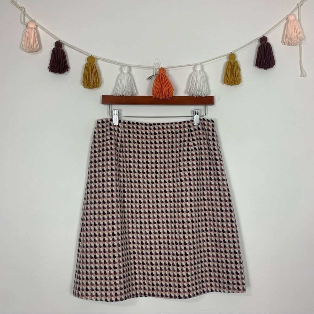 Vintage Talbots A-Line Wool Blend Pink Maroon Tweed Skirt Size 10